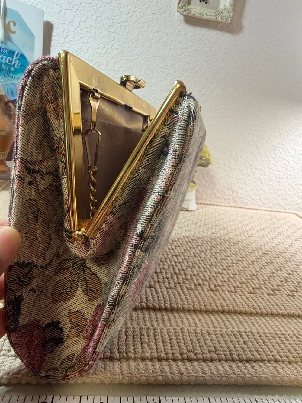 Vintage Floral Tapestry Convertible Chain Clutch Evening Bag